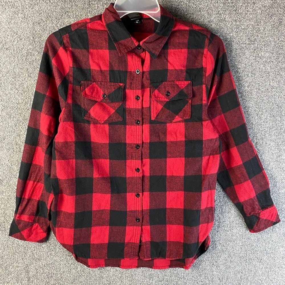 Burnside Flannel Shirt Medium Women's Long Sleeve Red Bridesmaid Adults M